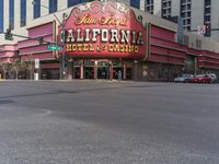 Cityscape of Downtown Las Vegas with Mixed-Use Buildings and Asphalt Roads