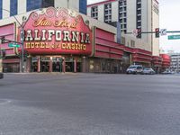 Cityscape of Downtown Las Vegas with Mixed-Use Buildings and Asphalt Roads