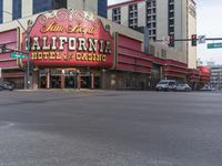 Cityscape of Downtown Las Vegas with Mixed-Use Buildings and Asphalt Roads