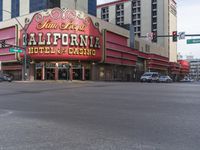 Cityscape of Downtown Las Vegas with Mixed-Use Buildings and Asphalt Roads