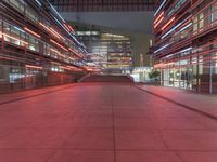 Aerial View: Downtown Metropolis Lit Up by Neon Lights