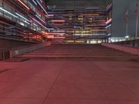 Aerial View: Downtown Metropolis Lit Up by Neon Lights