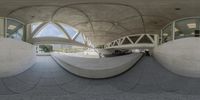 fisheye picture of an architectural building in the city center area of the world wide panorama system