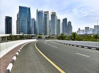 Dubai Urban City Skyline on Highway 002