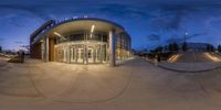 this is an image of a camera with a fish eye lens looking at a building