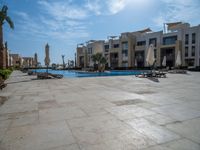 Egypt's Residential Area with Pool and Palm Trees