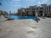 Egypt's Residential Area with Pool and Palm Trees