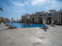 Egypt's Residential Area with Pool and Palm Trees