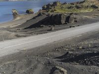 Elevated Asphalt Road in Iceland Coastal Landscape