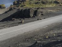 Elevated Asphalt Road in Iceland Coastal Landscape