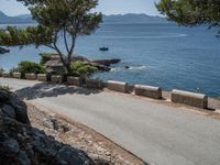 Elevated Road on Clear Day with Coastal Landscape in Mallorca, Spain