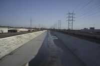 Elevated Road Overlooking the Los Angeles River with Clear Sky