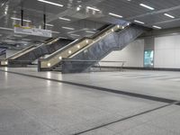 the airport is empty except for some passengers to disembark from it's surroundings