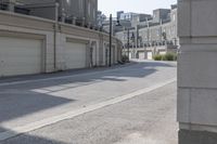 a long side walk in a town that is empty and closed with concrete panels between the sides