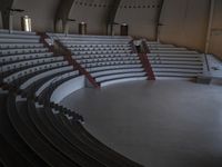 a view of an empty concert auditorium, with the stairs up and the roof down