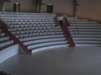 a view of an empty concert auditorium, with the stairs up and the roof down