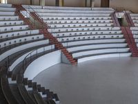 a view of an empty concert auditorium, with the stairs up and the roof down