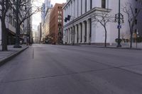 the empty street is very quiet during the day in the citys most financial district
