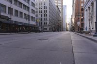 the empty street is very quiet during the day in the citys most financial district