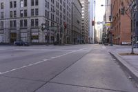 the empty street is very quiet during the day in the citys most financial district