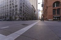 the empty street is very quiet during the day in the citys most financial district