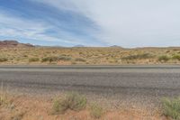 an empty highway surrounded by dry grass and vegetation on an otherwise barren, desert plain