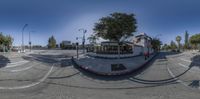 a 360 view photo shows an intersection with no one in sight at it, and no one out there