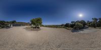 the panoramic view of an empty lot is in a 360 - degree view