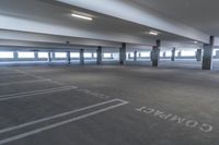 the empty parking garage is empty but its ready to be filled with supplies for customers