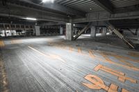 an empty parking garage with a sign saying,'park it all'in the middle