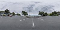 the empty parking lot is empty and ready to be used as a sign for tourists