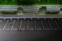 an empty parking lot with no cars parked at it and the words fast food painted on it