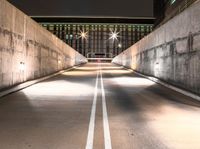 this image shows an empty parking space on the side of a bridge next to some buildings