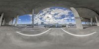 a 360 - view of an empty parking space in a building that is empty and empty