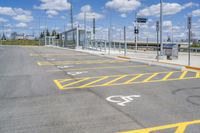 parking spaces painted yellow in a commercial area with no vehicles at all around them as well