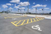 parking spaces painted yellow in a commercial area with no vehicles at all around them as well