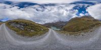 the road is empty at all times of day, but is still visible on this panoramic image