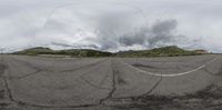 the view in the mirror is made with a plane trail on the asphalt of an empty runway