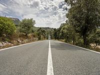 an empty road is shown in this undpicture image, with the trees surrounding it