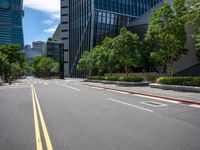 a view down an empty street with no cars on it in the city of london