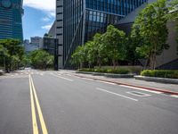 a view down an empty street with no cars on it in the city of london