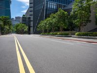 a view down an empty street with no cars on it in the city of london