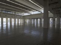 an empty empty warehouse with no roof, lots of windows and light coming in from high ceilings