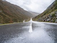 Gloomy Road in Europe Amidst Rain