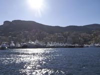 European Coastal Town Cityscape with Mountains and Ocean