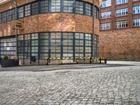 European Courtyard in Germany: Surrounded by Brick Buildings