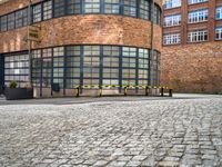 European Courtyard in Germany: Surrounded by Brick Buildings