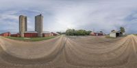 the panorama lens is 360 - art to show the street view of the farm area