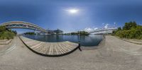 a view of the bridge from a fisheye lens, the camera is pointed out and there is no image in it