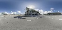 an empty parking lot is shown in this digital rendering photo from a fish eye view